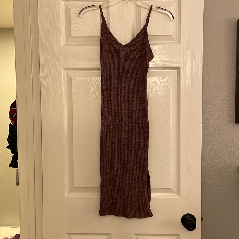 Burgundy knit bodycon dress